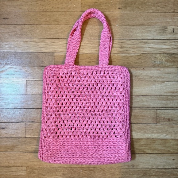 Pink Raffia Tote Bag - Picture 2 of 3